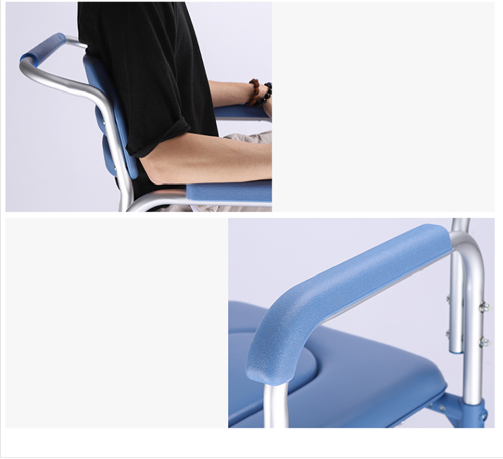 Wheeled Mobile Toilet Commode, Shower Chair Wheelchair Footrests eBay
