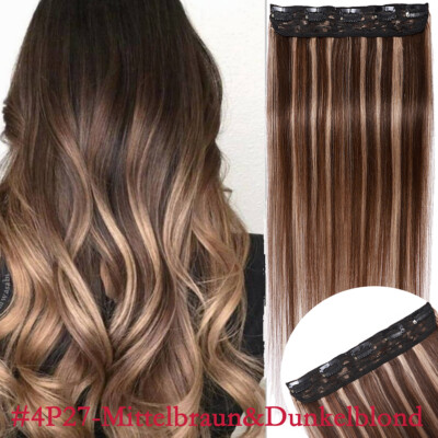 Ein-Tresse Feste Clip In 100% Remy Echthaar Extensions Strähnen Haarverlängerung