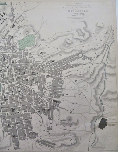 Marseilles Southern France Harbor c. 1840 SDUK Detailed City Plan Map - Picture 3 of 4
