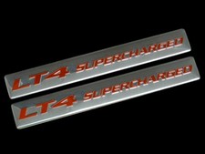 Vms 2 Chevy Lt4 Supercharged Engine Aluminum Emblems Red Silver Vms 2 Chevy Lt4 Supercharged Engine Aluminum Emblems Red Silver