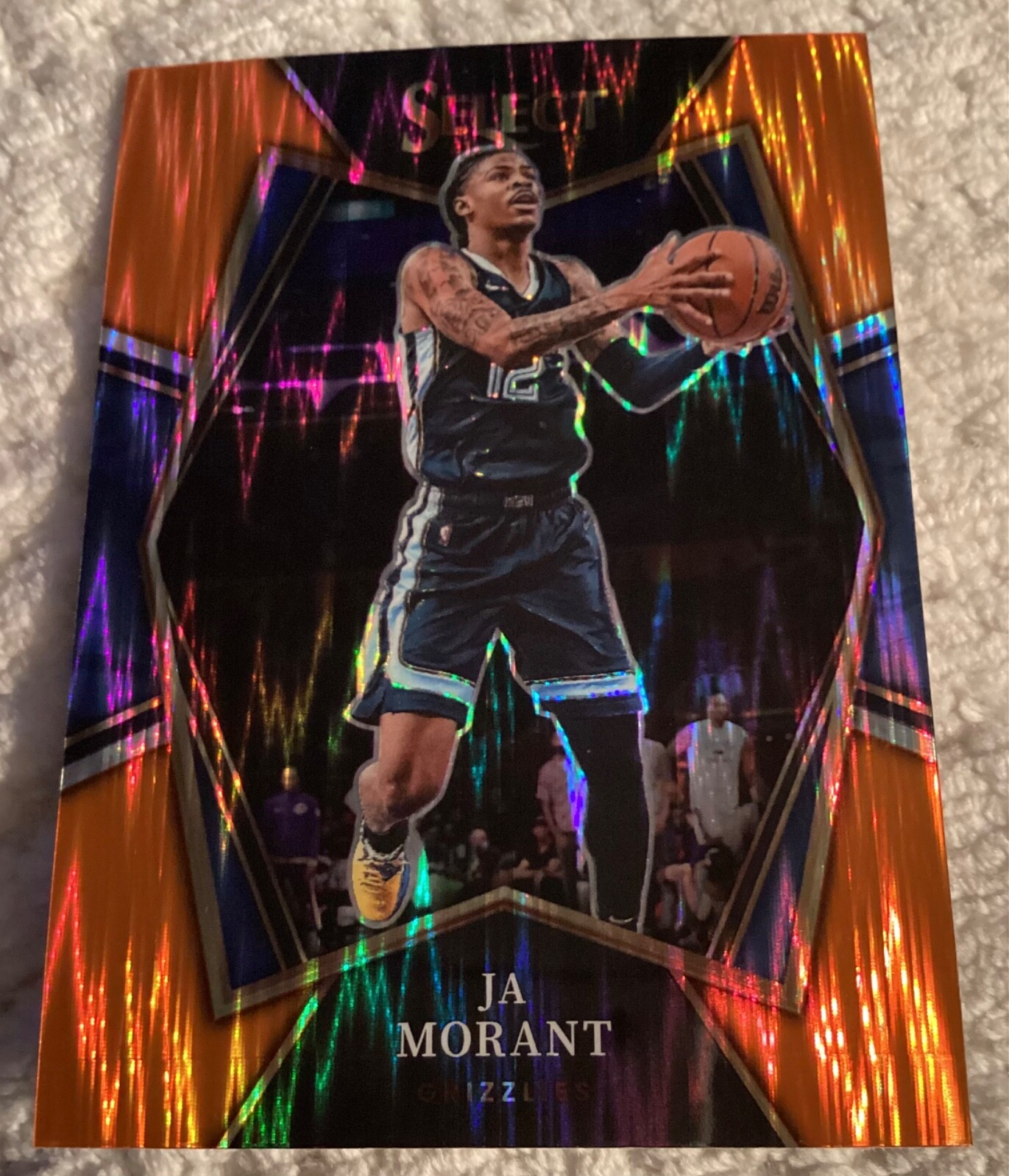2021-22 Panini Select Premier Level Orange Flash Prizm Ja Morant #125 Grizzlies