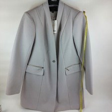 Lipsy London Women's Grey Coat Uk 14,eu 42 , Wool Blend, With Zippered Pockets