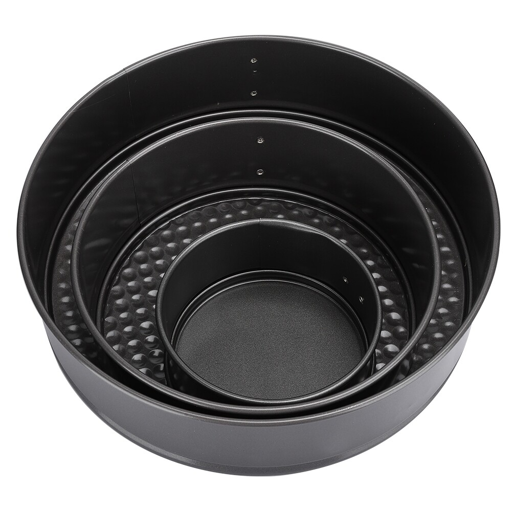 3-Piece Round Cake Mold Set With Removable Bottom - 11cm, 18cm, 24cm Carbon Steel Baking Pans For Cheesecake, Pies & Desserts