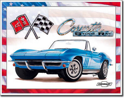 Schild USA Corvette Sting Ray Sportscar 60s 70s classic 30 x 40 cm Poster  *235
