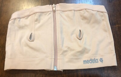 Medela Breast Pump Pumping Bra Size M Medium Tan Beige Zipper Front