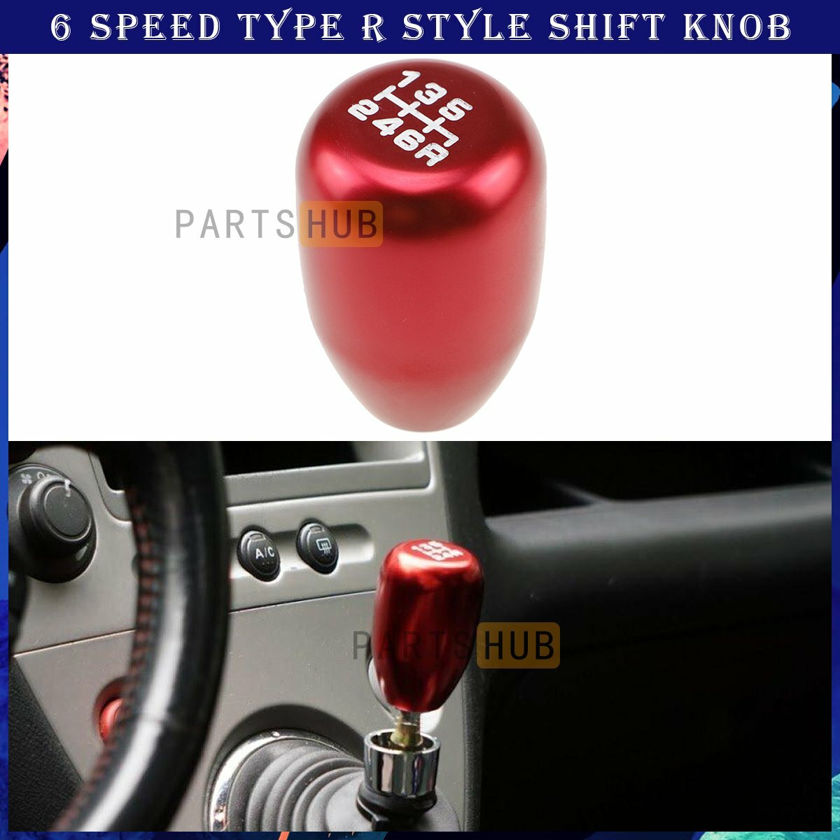JDM Red Type R Style Manual 6 Speed Aluminum Gear Shift Knob For