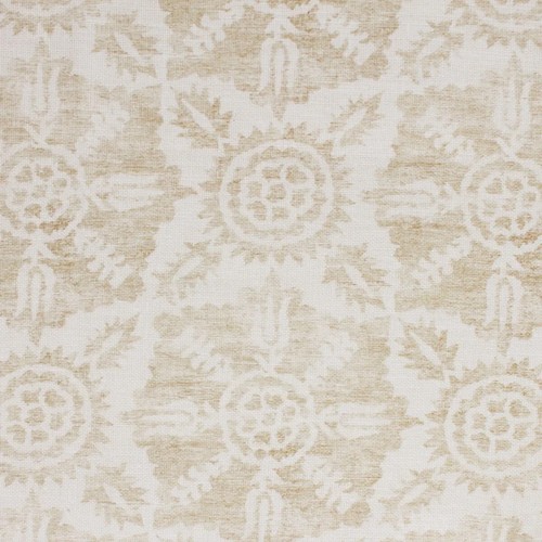 2.25 yds Suzanne Tucker Corsica Sand Medallion Linen Print Upholstery Fabric