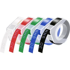 5PK Clear Red Green Blue Black for Dymo Label Makers 3D Embossing Tapes 3/8"
