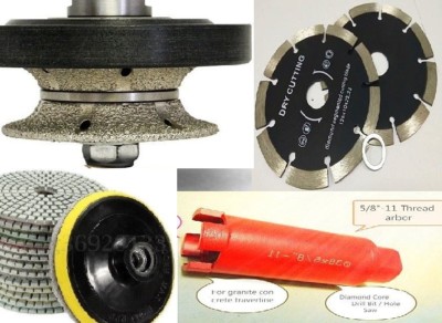 1'' Full Bullnose V25 router bit 2'' core bit 5'' Polishing Pad Blade stone granite