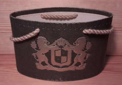 Vintage Lion Crest Mail Bin Letter Holder English Knight Box Tin bottom