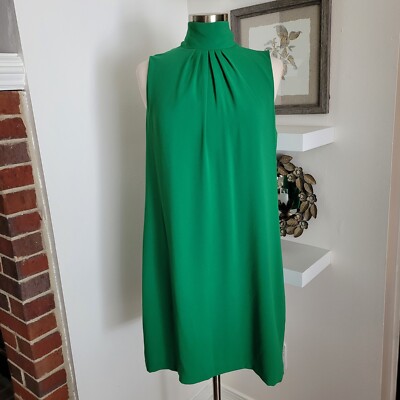 BCBG Max Azria Green ELIKA Dress Sleeveless open back Size L NWT 