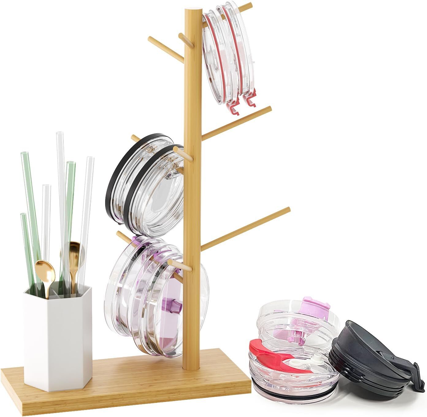 Tumbler Lid Organizer, Cup Organizer With Straw Hangable Cup...