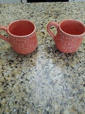 Bordallo Pinheiro Pink Vine Mugs 12oz Excellent Condition