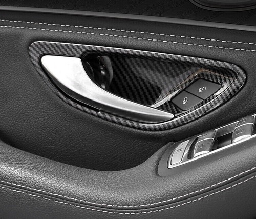 4x For Benz C-Class C300 C43 2015-21 Carbon Fiber Inner Door Bowl Cup Cover Trim - Bild 8 von 11