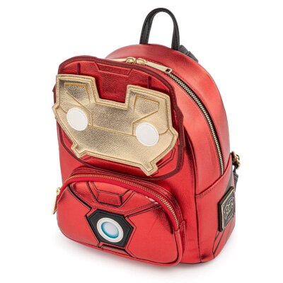 Loungefly x Marvel Pop! Iron Man Light Up Mini Backpack‎ Metallic Leather Amazon.com | Loungefly x Marvel Iron Man Light Up Mini  main image 3