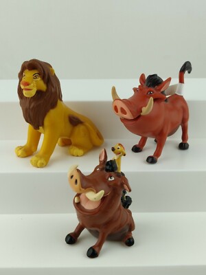 LOT OF 3 DISNEY THE LION KING PVC FIGURES ADULT SIMBA & TIMON PUMBAA WARTHOG NEW