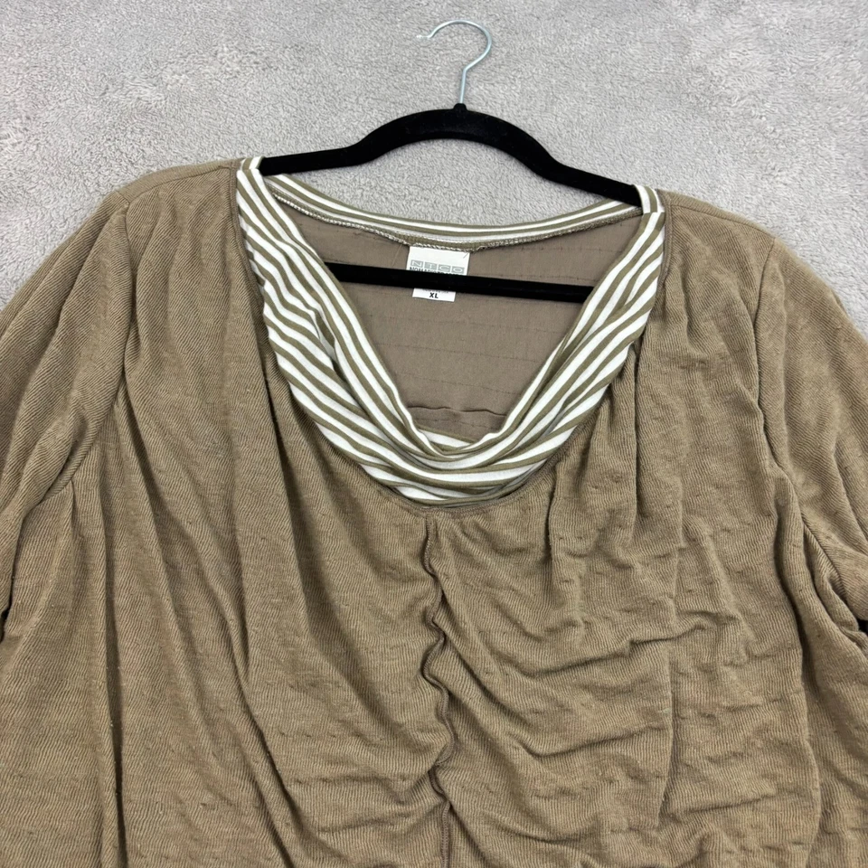 VTG NTCO Nomadic Traders Ruffle Sweater Womens XL Brown Goblincore Y2K Grunge - Image 3 of 4