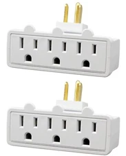 3 Outlet Grounded Swivel Wall Tap Splitter with 180° Rotating Plug - 2 Pack