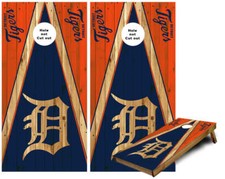 Detroit tigers rustic Triangle theme Cornhole wraps