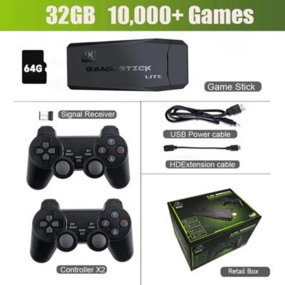 Video Game Console 2.4G Double Wireless Controller Game Stick 4K 20000 Games 64 