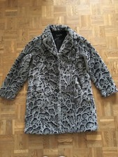SALIN Webpelzmantel Leoparden Look Leo Gr. 34/XS grau Teddy Mantel - ultraweich!