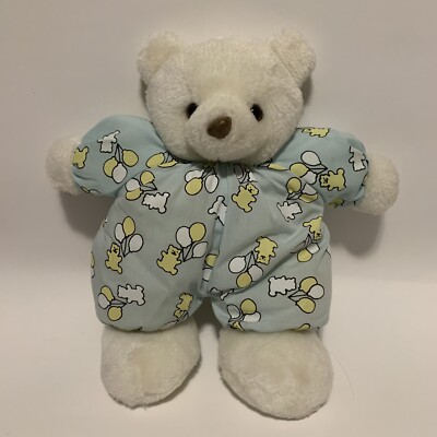 Vintage HTF Emson Glow in the Dark White Teddy Bear Blue Pajamas Balloons 12 