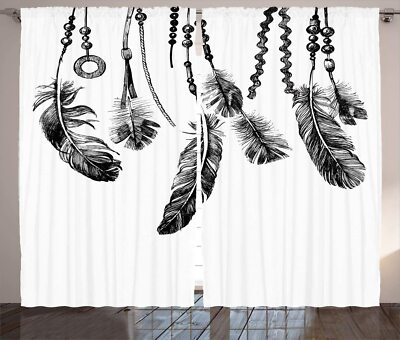Ambesonne Natural Feathers Curtains, Size: 108 in. x 90 in-New!
