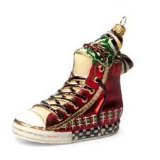 Brand New MacKenzie Childs Holiday Hi-Tops - Red Glass Ornament