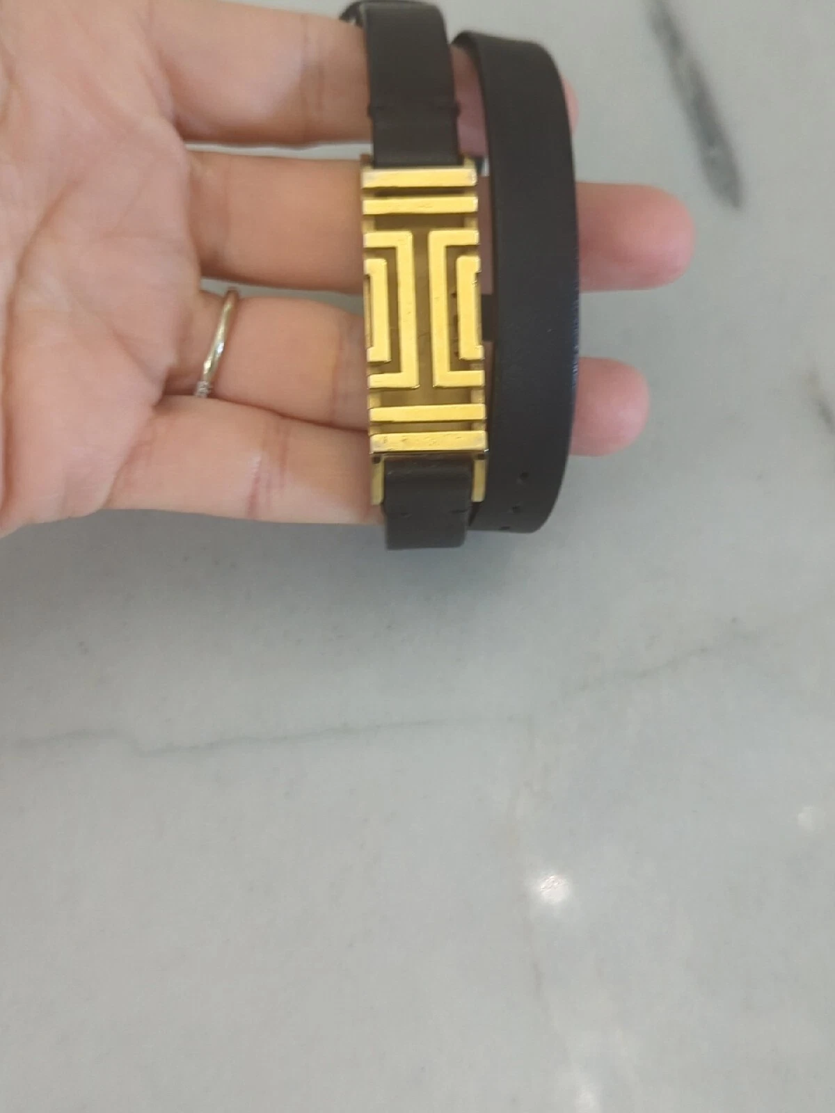 Tory Burch FitBit Bracciale In pelle Doppio Involucro Tono Oro