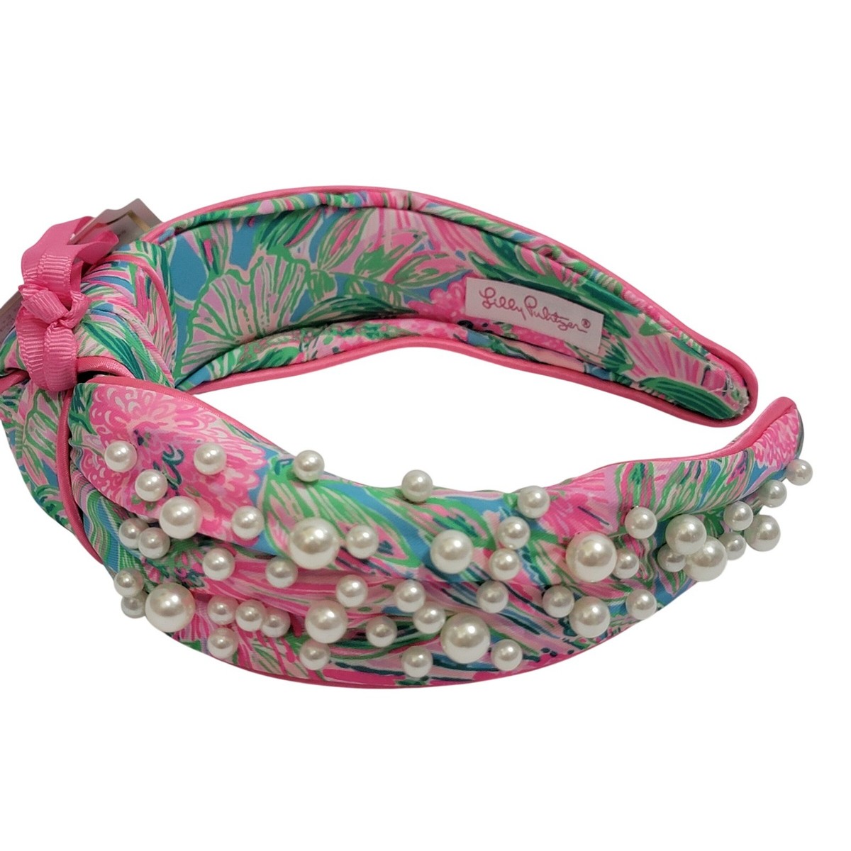 Lilly Pulitzer Pink Floral Pearl-Accent Padded Headband NEW NEW LELE SADOUGHI LILLY PULITZER PEARL KNOTTED HEADBAND  main image 3