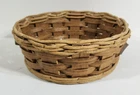 VTG Pyrex Wicker 2 QT Round Casserole Basket With Leather Handles