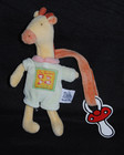 🍀Doudou Girafe Jaune Vert MOULIN ROTY Les Loustics Grelot Peluche 20 Cm TTBE