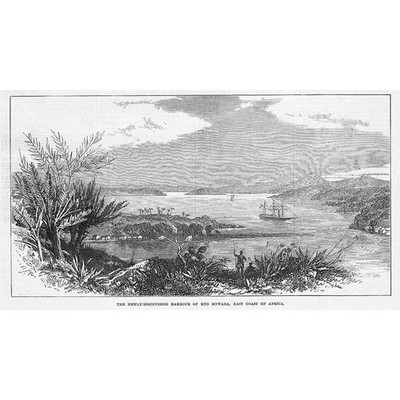 TANSANIA Blick auf den Hafen von Mto Mtwara - antiker Druck 1874