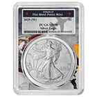2025 (W) $1 American Silver Eagle PCGS MS70 West Point Frame