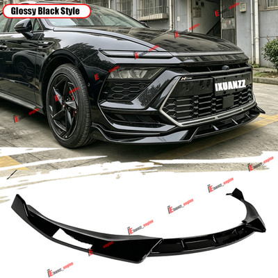 Gloss Blk Front Bumper Lip Spoiler 3PCS For 2024-2026 Hyundai Sonata N / N-Line