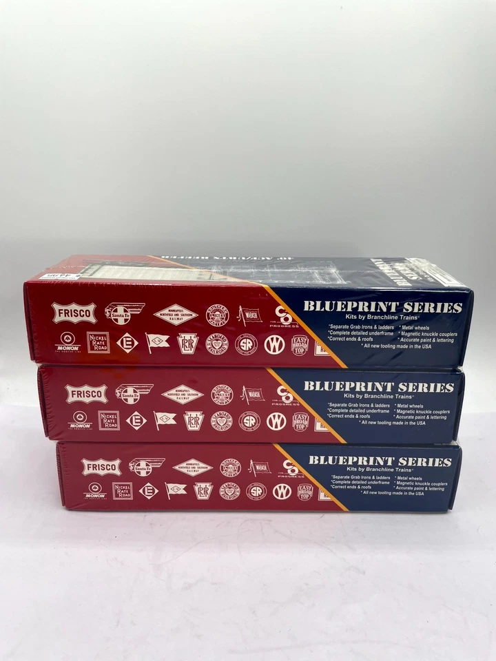 Branchline Blueprint Series HO Scale 40' ACF/URTX Reefer Model Train Kit 3-Pack - Image 2 of 4