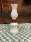 Vintage Mini Milk Glass Kerosene Lamp 8”Tx2.75”W