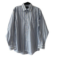 Arrow Classic Fit Blue Striped Collared Button Down Dress Shirt Men's 16