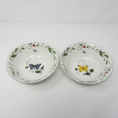 Tabletops Unlimited Butterfly Bowls Set 2 Cottagecore Floral Ladybug 7'' Cereal