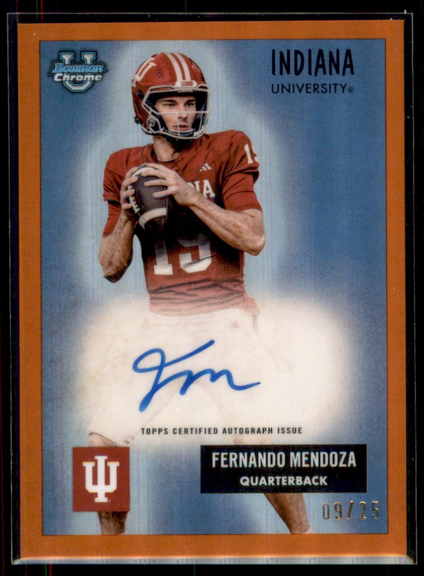 2025 Bowman U Chrome 1955 ORANGE Fernando Mendoza Indiana #55AV-FM Auto /25