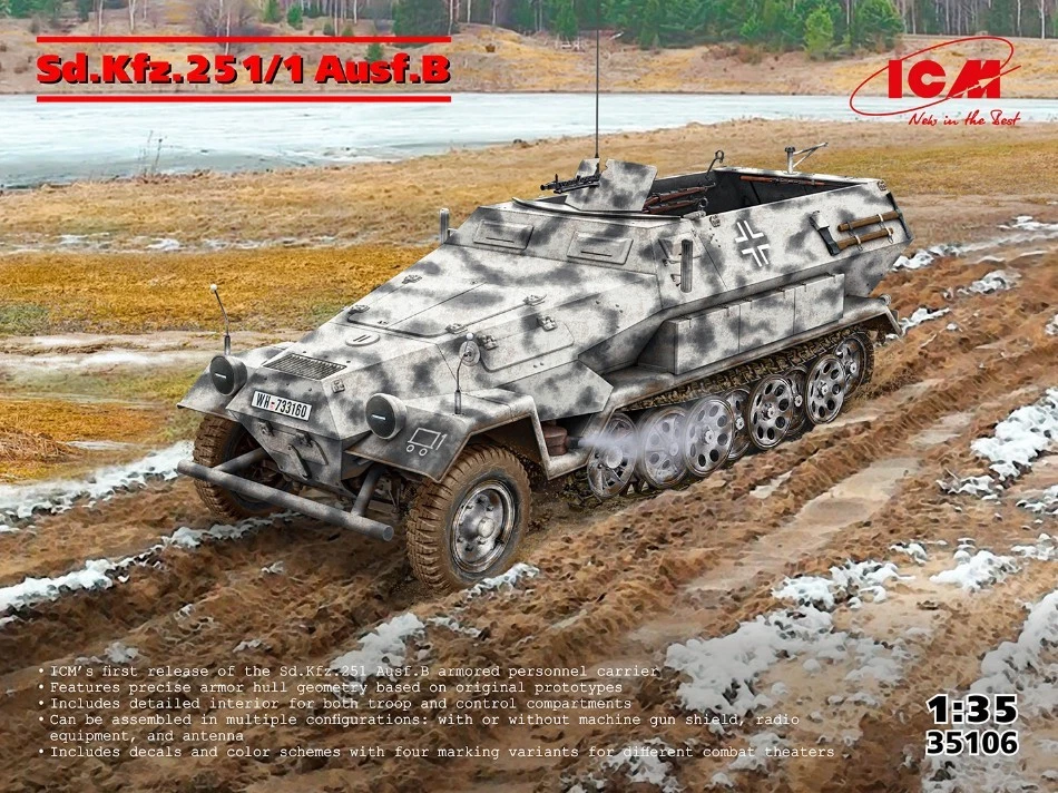 KIT MODELLINO STATICO MILITARE ICM SD.KFZ.251/1 AUSF.B MODELLISMO SCALA 1:35 - Immagine 4 di 4