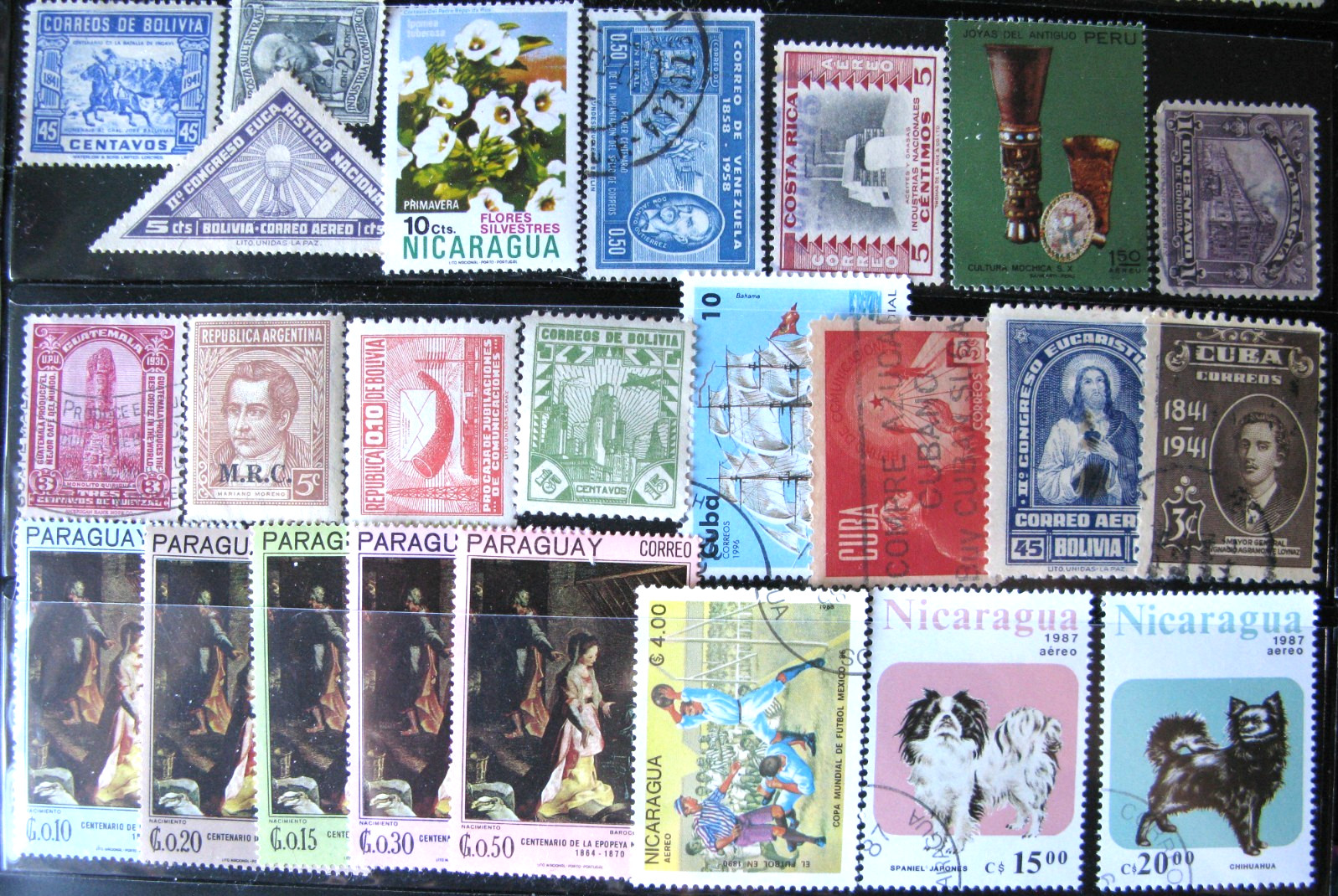 Bolivia Paraguay Nicaragua Peru++  stamps, Stamps Used & mint lot of 24