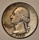 *ALBUM TONING* 1950-D Washington 90% Silver Quarter Denver