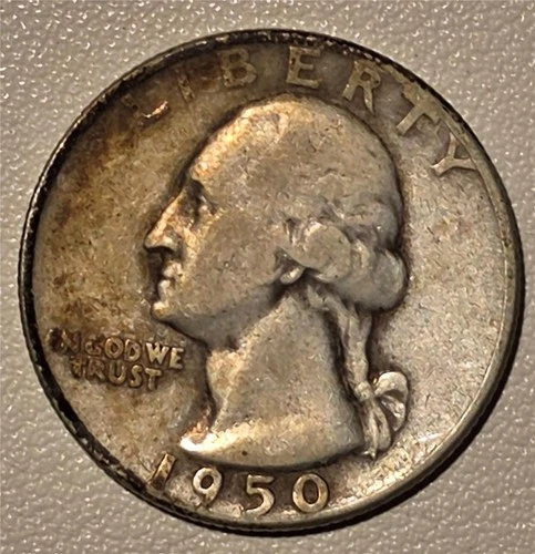 *ALBUM TONING* 1950-D Washington 90% Silver Quarter Denver