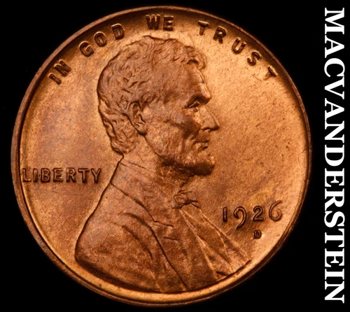 1926-D Lincoln Cent- RB/ Rotated Die- Super Choice Gem Brilliant Unc++++#J3460