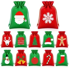 60 Pcs Christmas Burlap Gift Bags with Drawstring, 4x6 Inch Red and Green Sma...
