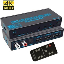 3-Port HDMI Switch 3x1 Switcher Selector Splitter 4K 1080P 3 In 1 Out With Audio