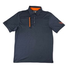 Callaway Opti-Dri Mens Golf Polo Shirt Medium Navy Blue Orange Zipper Pocket
