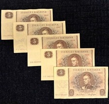 Set of 5 banknotes Sweden 5 kronor (1954-1963) - P-50 - Excellent circulated