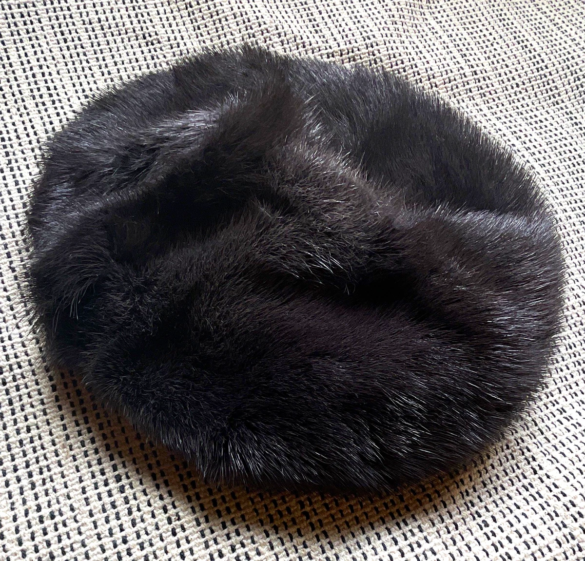Vintage Pelzmütze Fellmütze Winter/Herbst Schwarz/Anthrazit